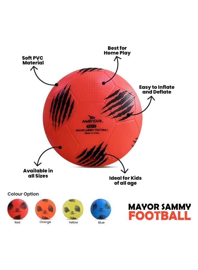 مايور كرة قدم للأطفال من مايور سامي – الحجم 3، لون احمر | كرة داخلية وخارجية من PVC للأطفال دون 9 سنوات - Image 2