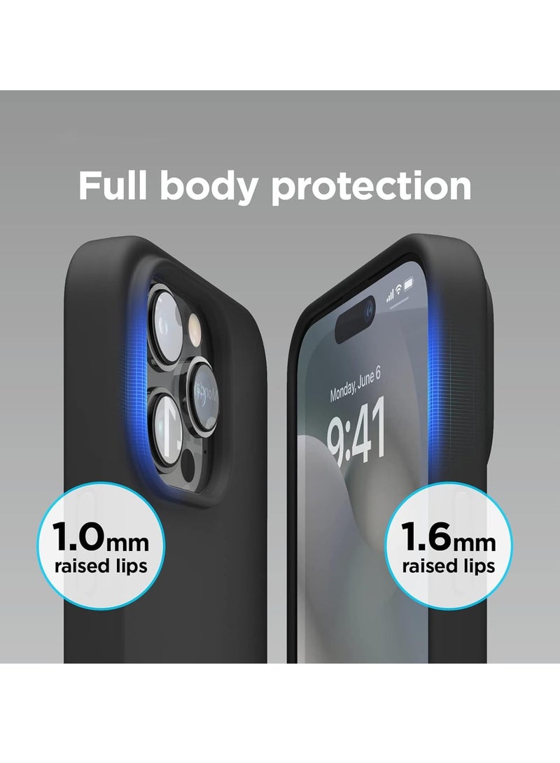 ELTRAZONE [3 in 1] for iPhone 15 Case with 9H Tempered Glass Screen Protector, Premium Liquid Silicone Shockproof Protective Case,Slim Phone Cover for iPhone 15 (2023) (iphone 15, Black) - Image 4