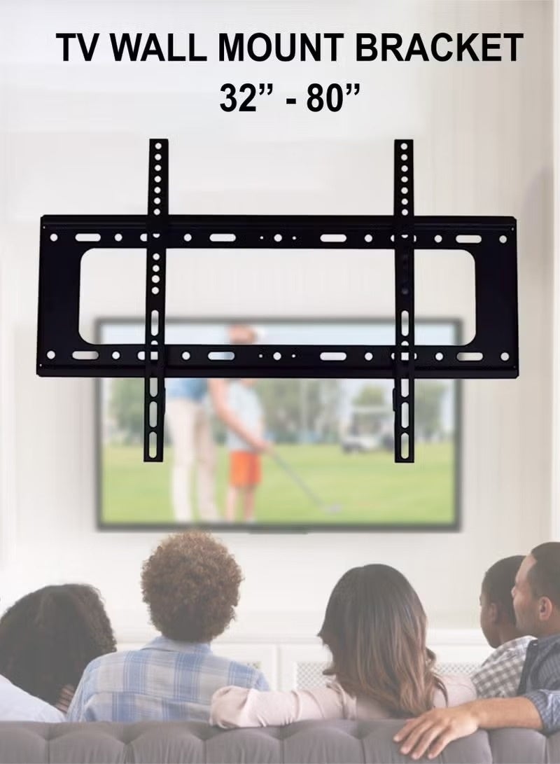 Universal TV Wall Mount Bracket 32-82 Inches, Adjustable Heavy-Duty for LCD & LED Flat Screens, VESA Compatible, Space-Saving Design, Easy Installation, Sturdy & Streamlined, Black - Image 1