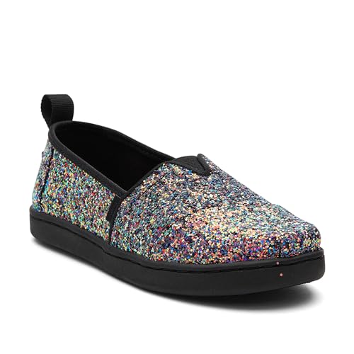 TOMS Girls Alpargata Loafer Flat, Black Chunky Glitter, 4.5 Big Kid - Image 3