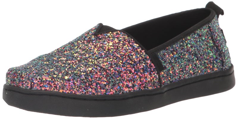TOMS Girls Alpargata Loafer Flat, Black Chunky Glitter, 4.5 Big Kid - Image 1