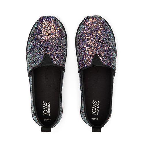 TOMS Girls Alpargata Loafer Flat, Black Chunky Glitter, 4.5 Big Kid - Image 5