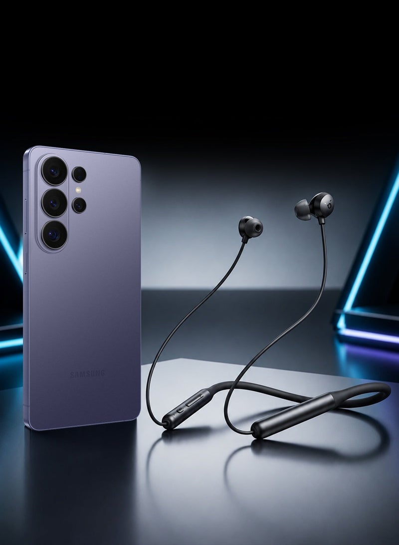 CATANES (لسامسونج جالكسي Z فليب 5) سماعات رأس Soundcore Life U2i اللاسلكية حول الرقبة مع شحن سريع USB-C وهيكل قابل للطي وخفيف الوزن وسماعات رأس مقاومة للماء باللون الأسود - Image 1