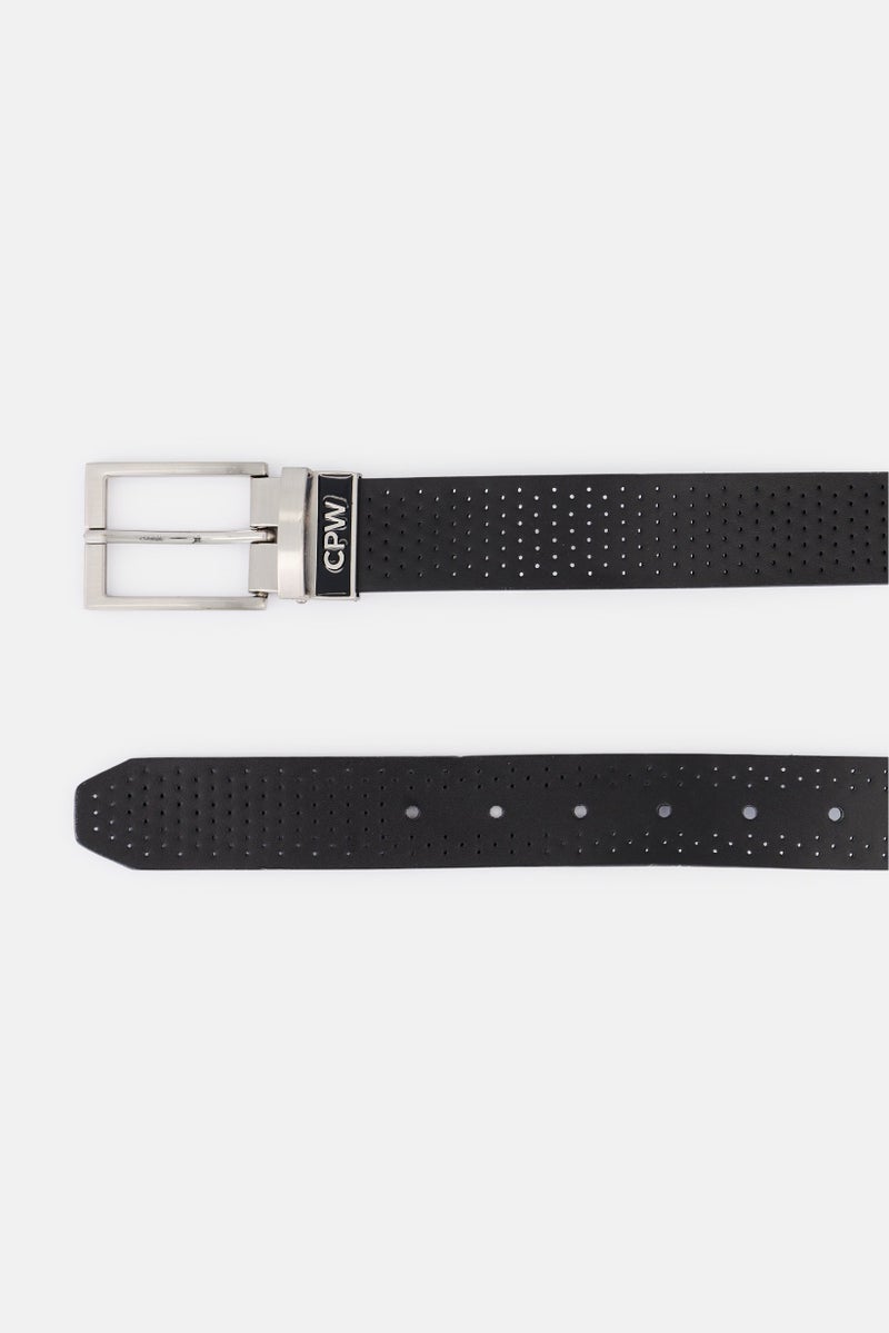 JACK & JONES Men C York Leather Belt, Black - Image 2