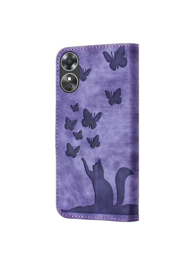 S-TOP Case For OPPO A17 4G Butterfly Cat Embossing Flip Leather Phone Case - Image 3