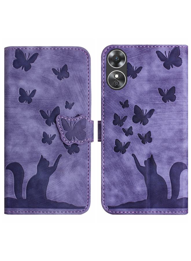 S-TOP Case For OPPO A17 4G Butterfly Cat Embossing Flip Leather Phone Case - Image 1