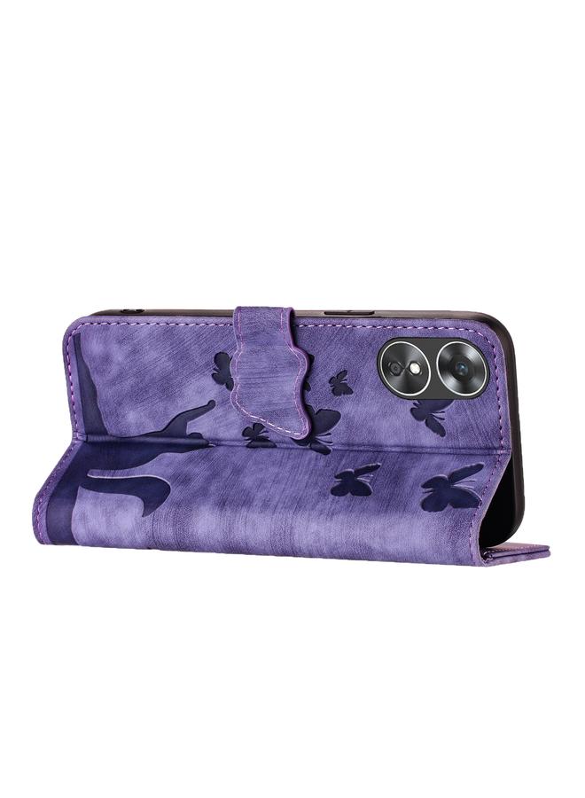 S-TOP Case For OPPO A17 4G Butterfly Cat Embossing Flip Leather Phone Case - Image 5