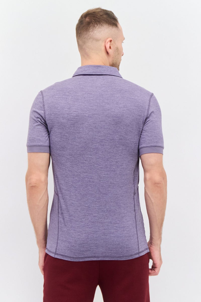 MOTION Men Sportswear Fit Short Sleeve Tennis Polo Shirt, Purple Heather - Image 3