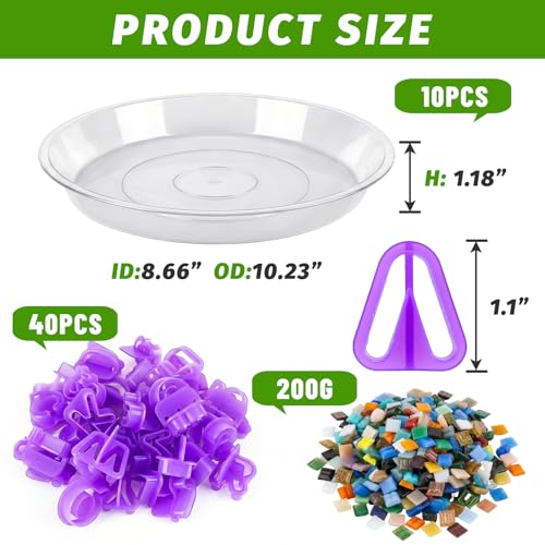 U0U 10PCS Stepping Stone Kit Includes Round Cement Molds Mosaic Tiles and Carving ToolsDIY Garden Stepping Stone kit for KidsFamilyOutdoor Walkways Pavement Decoration Transparent 10inch - Image 3