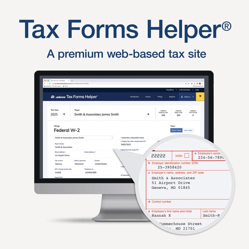 Adams W-2 Forms 2025, 6-Part Kit for 50 Recipients, Includes 6 W-3 Forms, QuickBooks Compatible, eFile Access and Printing Through Adams Tax Forms Helper Software (1017239) - Image 3
