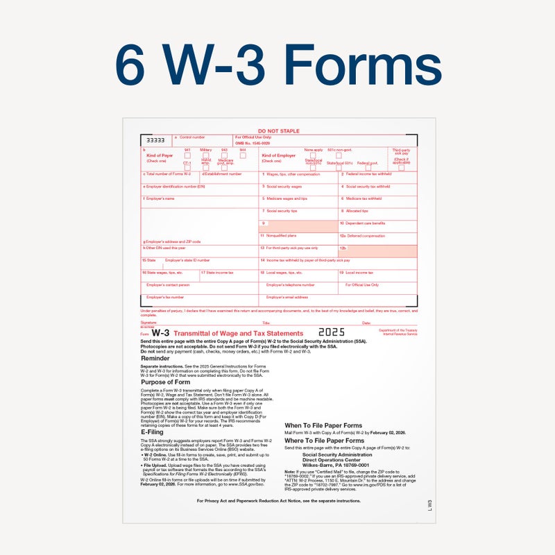 Adams W-2 Forms 2025, 6-Part Kit for 50 Recipients, Includes 6 W-3 Forms, QuickBooks Compatible, eFile Access and Printing Through Adams Tax Forms Helper Software (1017239) - Image 5
