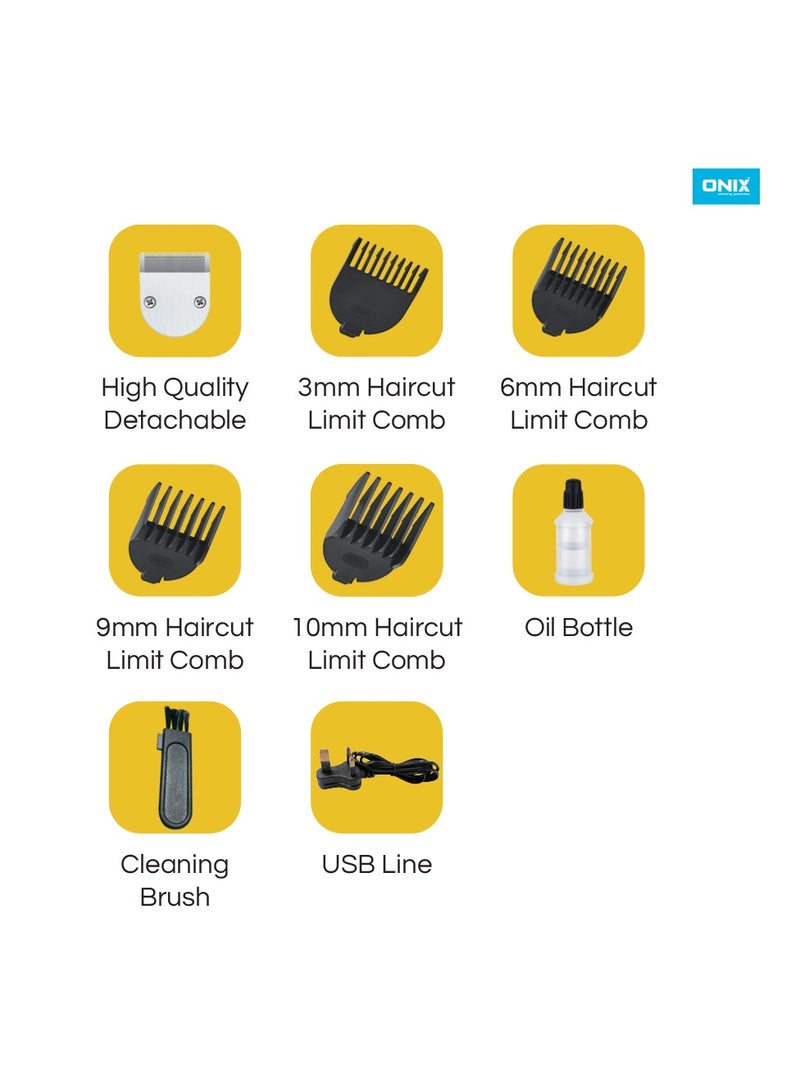 ONIX Cordless Hair Clipper with Hair Trimming and Grooming Kit Black - OHC3 - Image 5
