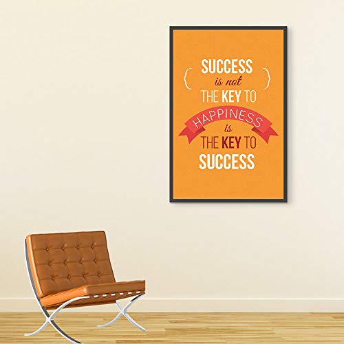 Inephos Happiness is The Key to Success Inspirational Poster Print (Size: 8 inch X 12 inch, Framed, Laminated Print) - Image 1