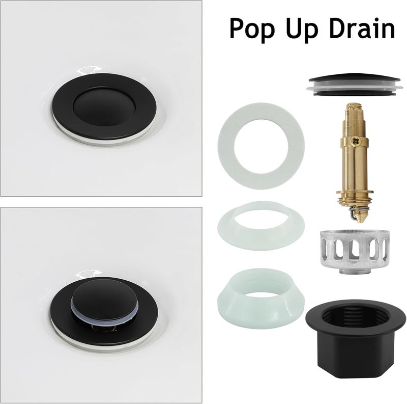 Rackickyer Bathroom Sink Drain,Drain Stopper Bathroom Sink with Overflow,Small Cap Pop Up Drain Assembly with Detachable Strainer Basket,Built-in Anti-Clogging, Stainless Steel Nut Matte Black - Image 5