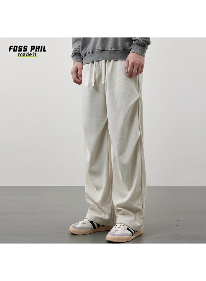 Foss Phil American-style Paratrooper Casual Pants For Men, Spring And Summer Loose Straight-leg Draping Cargo Pants, Fpk46 Off-white, Size L - Image 4