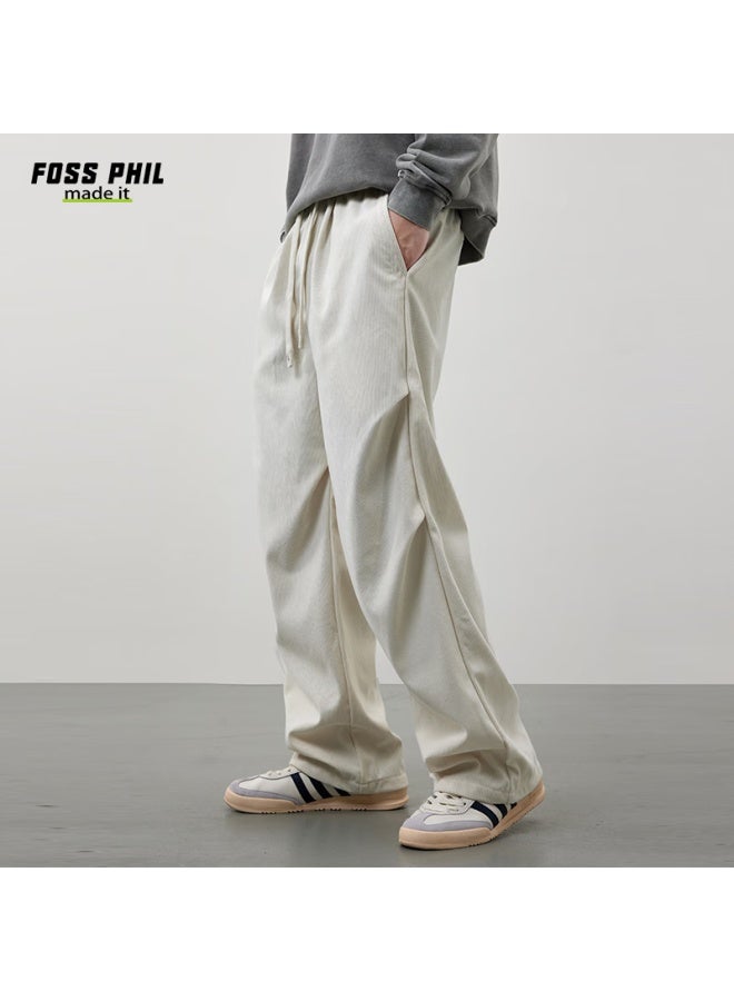 Foss Phil American-style Paratrooper Casual Pants For Men, Spring And Summer Loose Straight-leg Draping Cargo Pants, Fpk46 Off-white, Size L - Image 2