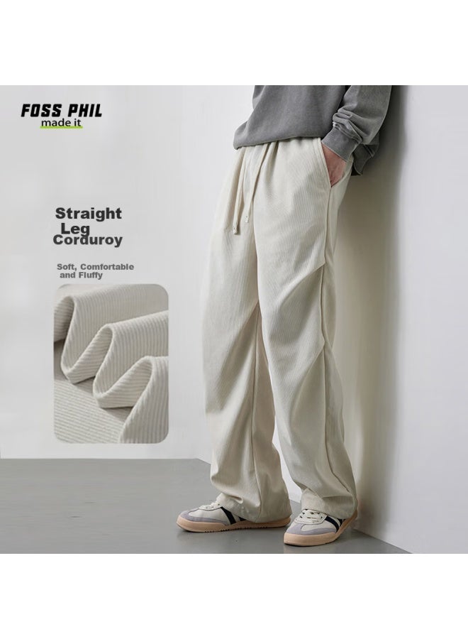 Foss Phil American-style Paratrooper Casual Pants For Men, Spring And Summer Loose Straight-leg Draping Cargo Pants, Fpk46 Off-white, Size L - Image 1