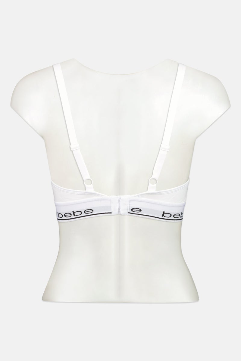 bebe Women Brand Logo Padded Bralette, White - Image 3