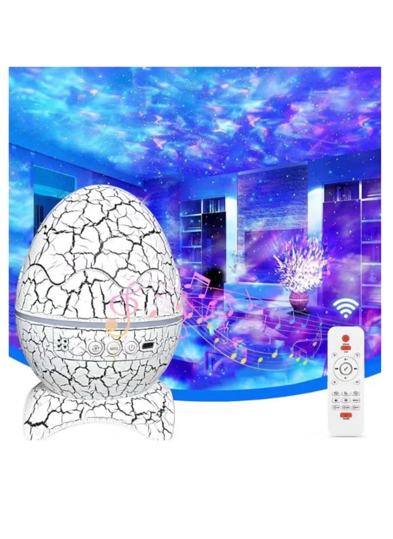 TIGER Galaxy Projector for Bedroom with Bluetooth Speaker & Remote Control – Egg-Shaped Star Projector Night Light for Kids & Adults with 14 Galaxy Light Effects, 19 White Noise Sounds, Sleep Timer, Rotating Lamp & Adjustable Brightness for Home Relaxation  - Image 1