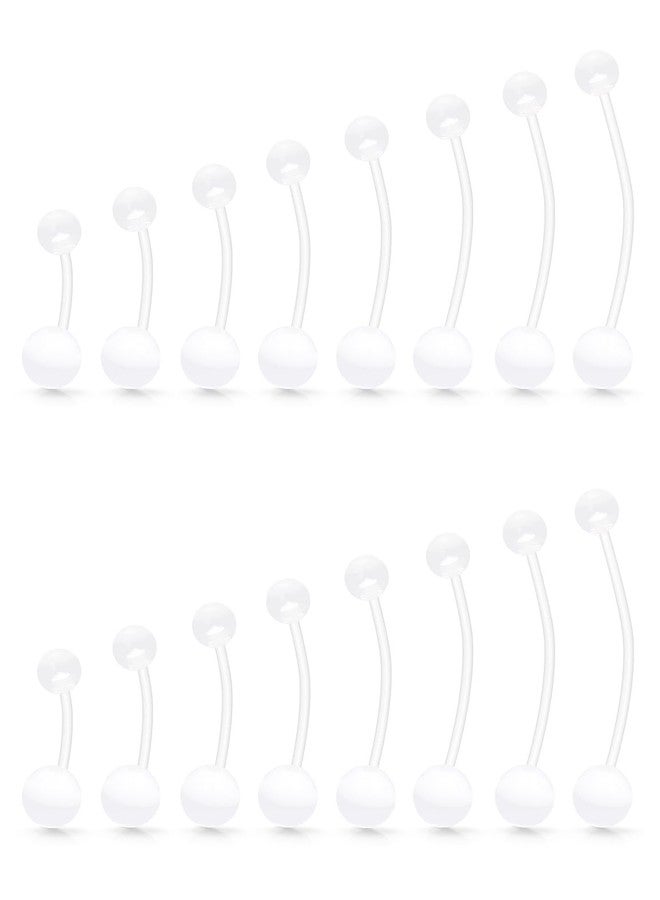 Ocptiy 14G Clear Plastic Pregnancy Belly Button Ring Maternity Navel Ring Sport Pregnant Women 14 Gauge Flexible Silcone Extra Long bar Belly Piercing Jewelry Retainer 14mm 16mm 18mm 32mm 35mm 38mm - Image 1