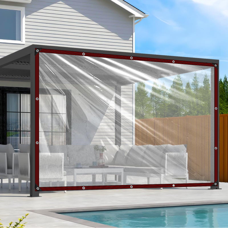 Ouckkhey Clear Tarp Waterproof 6x8 Tarps Heavy Duty Plastic Tarp with Grommets Clear Vinyl Tarps for Outdoor Patio Enclosure Chicken Coop Cover Waterproof Transparent Tarpaulin for Porch Greenhouse Plant - Image 1