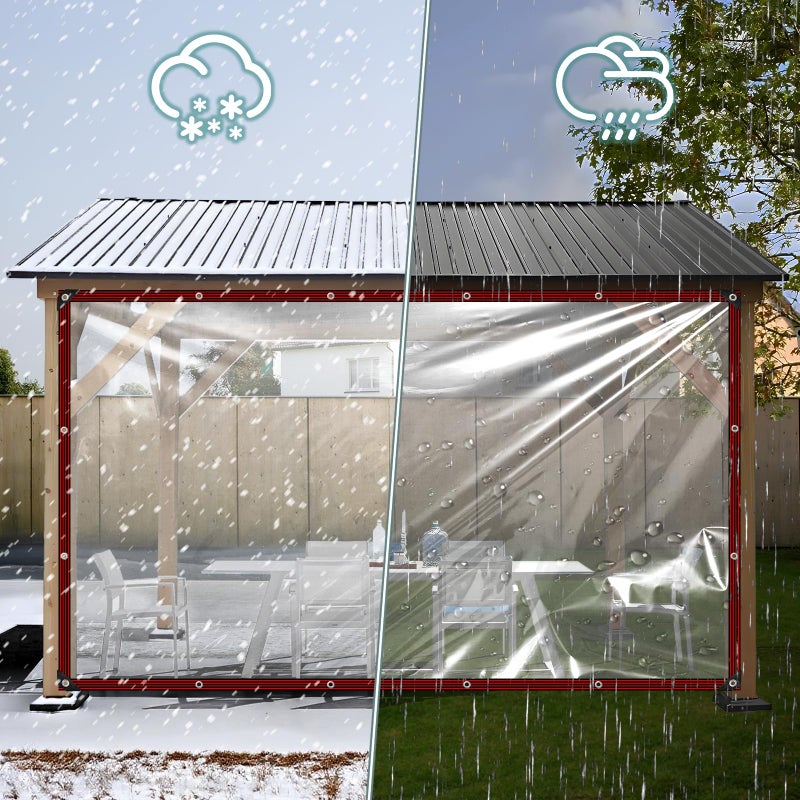 Ouckkhey Clear Tarp Waterproof 6x8 Tarps Heavy Duty Plastic Tarp with Grommets Clear Vinyl Tarps for Outdoor Patio Enclosure Chicken Coop Cover Waterproof Transparent Tarpaulin for Porch Greenhouse Plant - Image 5