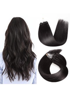 SUYYA Microlink Hair Extensions Human Hair Off Black Micro Loop Hair Extensions Real Human Hair Straight Micro Links Hair Extensions 50 Strands 50gPack for Women18 inch B Natural Black