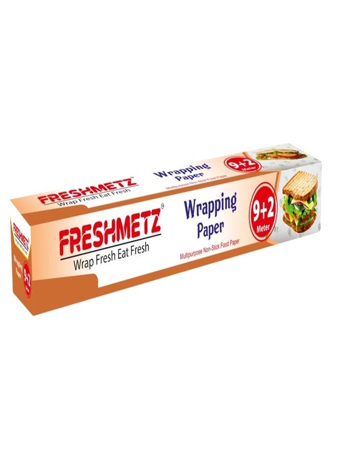 FRESHMETZ Wrapping Paper Roll 9+2 Meter | Non-Stick Butter Paper | Oven Safe, Oilproof & Food Grade Parchment Paper for Kitchen & Baking - Image 1
