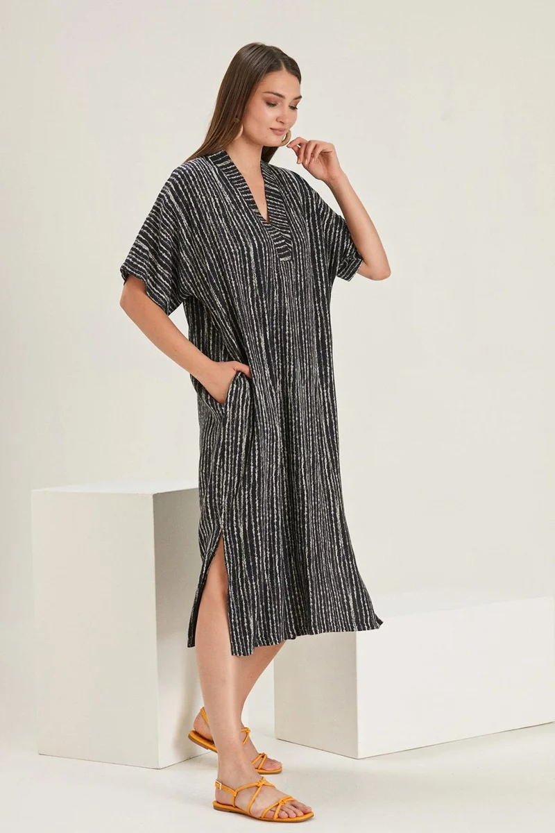 الكسندر جاردي V Neck Pocket Casual Dress (B22-288B)