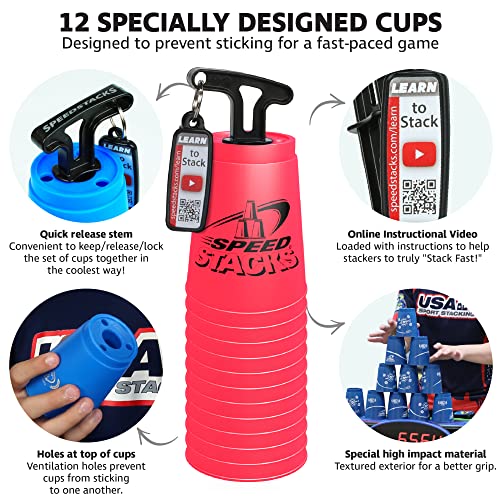 Speed Stacks | Official Sport Stacking Set, Pink - 12 Cups and Holding stem | Top Grade Materials, Low Friction | WSSA Approved - Image 5