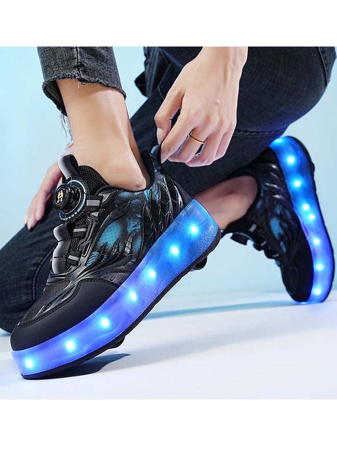Joshberg - Rechargeable Roller Skates shoes,Skates Shoes,Shiny Sneaker Skate Shoes With Lighting sole and Wheels(Black) - Image 1
