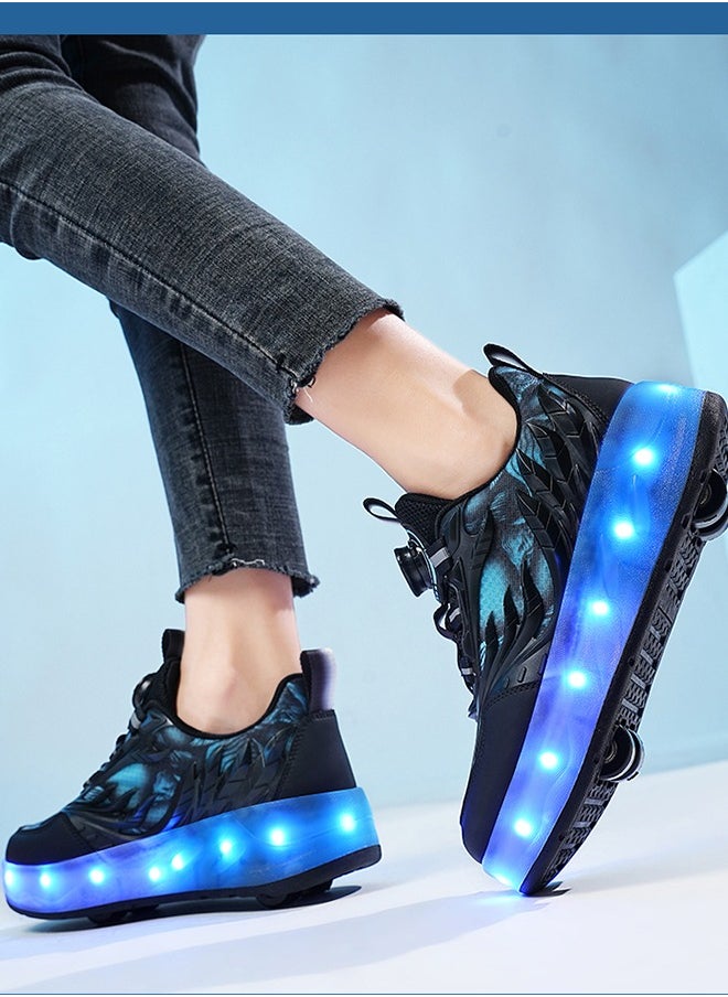 Joshberg - Rechargeable Roller Skates shoes,Skates Shoes,Shiny Sneaker Skate Shoes With Lighting sole and Wheels(Black) - Image 1