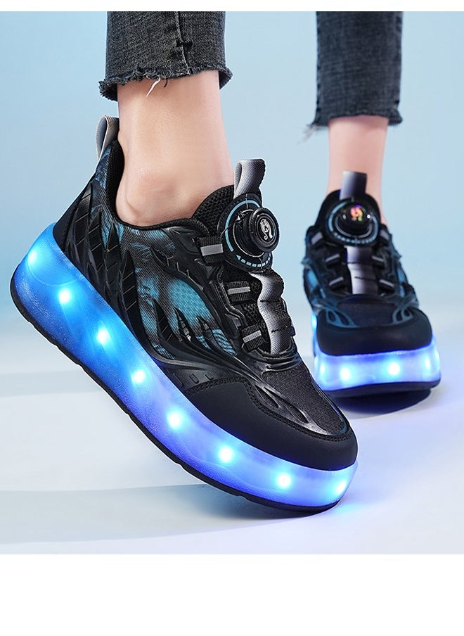 Joshberg - Rechargeable Roller Skates shoes,Skates Shoes,Shiny Sneaker Skate Shoes With Lighting sole and Wheels(Black) - Image 1