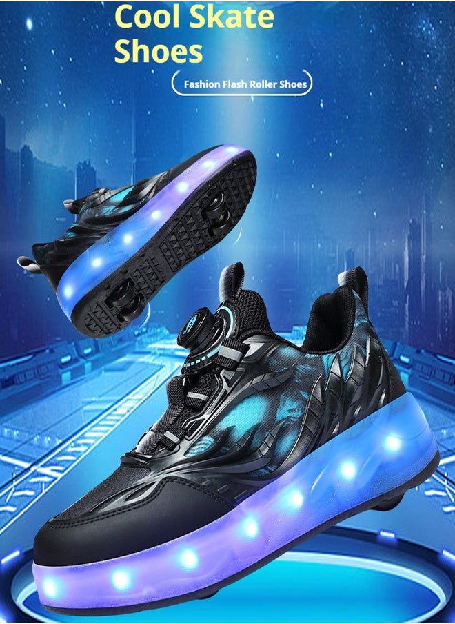 Joshberg - Rechargeable Roller Skates shoes,Skates Shoes,Shiny Sneaker Skate Shoes With Lighting sole and Wheels(Black) - Image 1