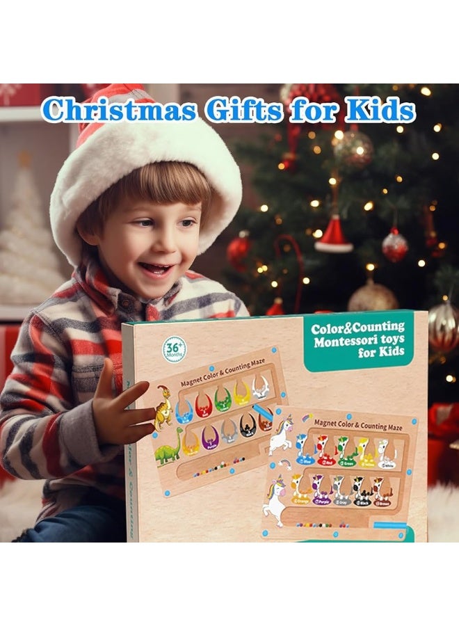 HONGID Dinosaur ToysMagnetic Color and Number Maze Montessori Toys for 2 3 4 5 Year OldLearning Educational Sensory Toys for Toddlers and Kids Boys GirlsChristmas Stocking Stuffers for Kids - Image 2