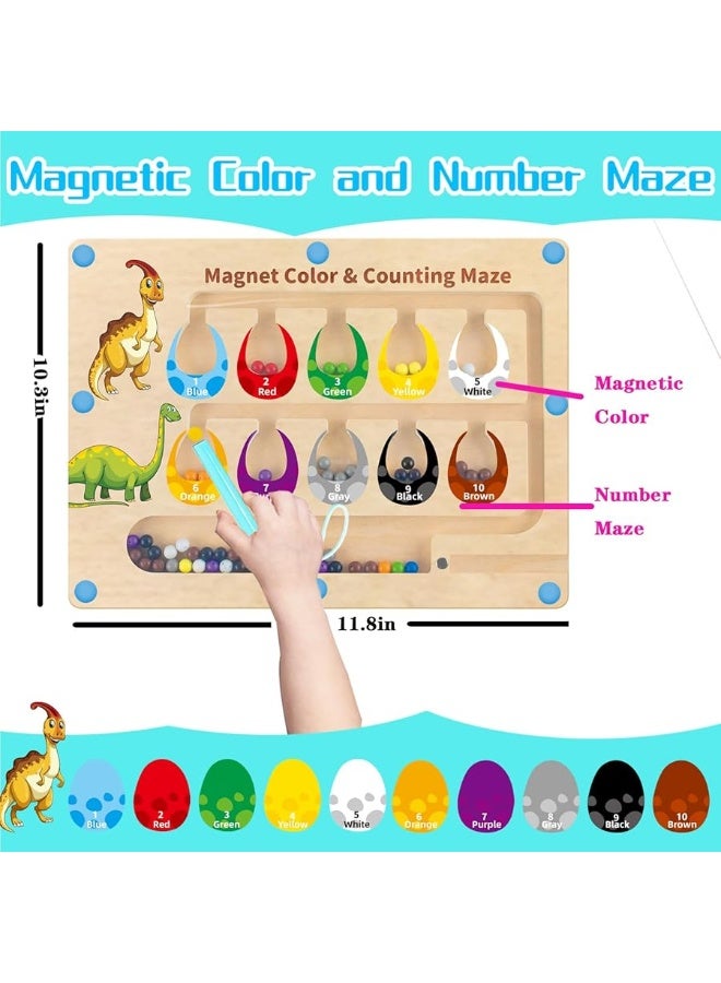 HONGID Dinosaur ToysMagnetic Color and Number Maze Montessori Toys for 2 3 4 5 Year OldLearning Educational Sensory Toys for Toddlers and Kids Boys GirlsChristmas Stocking Stuffers for Kids - Image 4