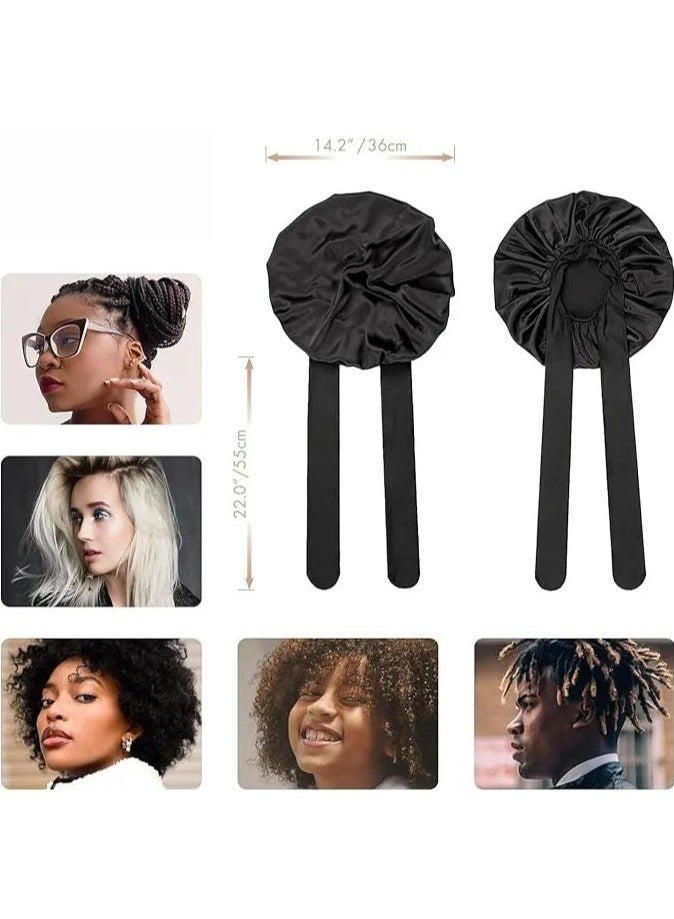 Silk Bonnet for Sleeping Women Satin Bonnet Silk Hair Cap Adjustable Silk Hair Bonnet Night Sleep Cap with Tie Band - Image 4