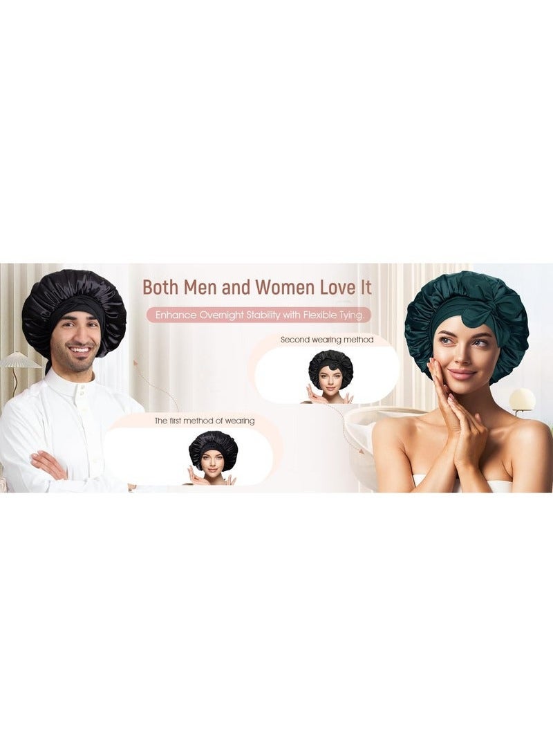 Silk Bonnet for Sleeping Women Satin Bonnet Silk Hair Cap Adjustable Silk Hair Bonnet Night Sleep Cap with Tie Band - Image 5