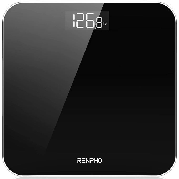 SCALE FOR BODY WEIGHT DIGITAL BATHROOM SCALE WITH BACKLIT LED DISPLAY HIGHLY ACCURATE MEASURES WEIGHT UP TO 400 LB180KG BATTERIES INCLUDED BLACKCORE 1S