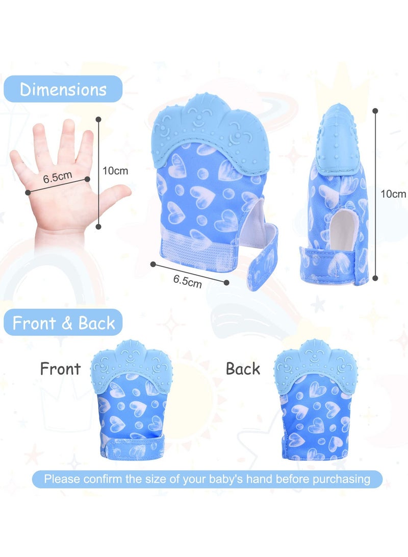 Bebiland 2 Pack Teething Mittens for Baby,  Teething Glove, Infant Soothing Pain Relief Mitt Baby Teether Mits for Baby(Blue)  - Image 2