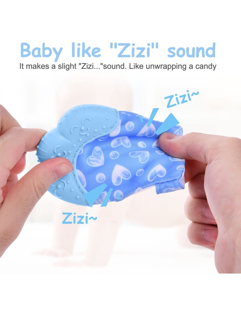 Bebiland 2 Pack Teething Mittens for Baby,  Teething Glove, Infant Soothing Pain Relief Mitt Baby Teether Mits for Baby(Blue)  - Image 4