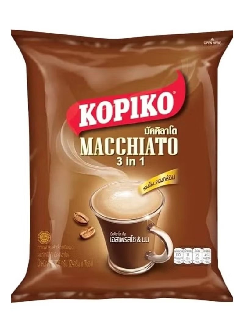 Kopiko 3 in 1 Macchiato Coffee Mix – Instant Creamy Coffee Drink | Premium Espresso Blend with Milk (24 Sachets Pack) - Image 1