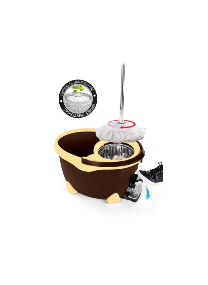 الهلال والنجمة الفضية  جردل تنظيف بعصارة دوارة معدن وشرشوبة  فاستر بنى *بيج 6221999651491B - Image 2