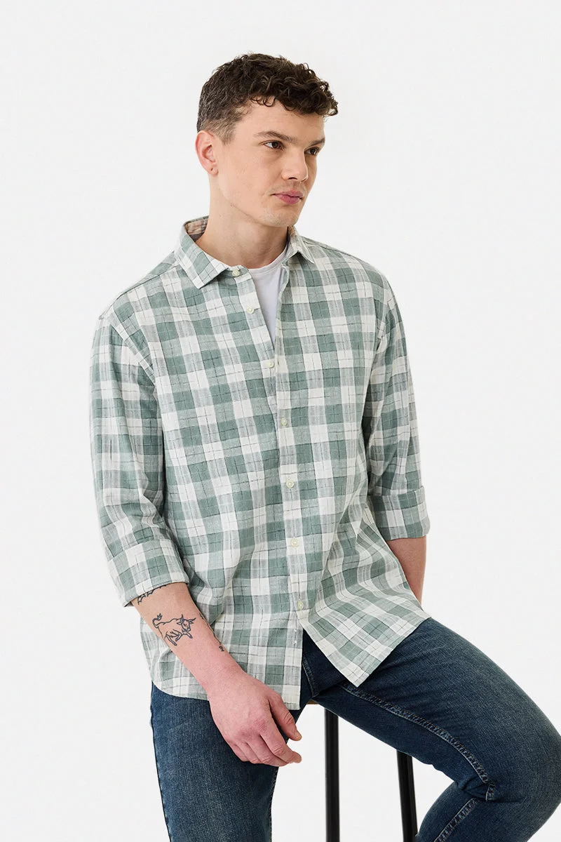 سنيتش قميص قطني % بقصة عادية مربعات