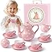 TUZT Porcelain Tea Party Set for Little Girls Kids Toddlers 13Pcs Unicorn Tea Set Teapot Cup Saucer SuitcasePretend Play Toys Kitchen Set Christmas Birthday Gift for Girls - Image 3
