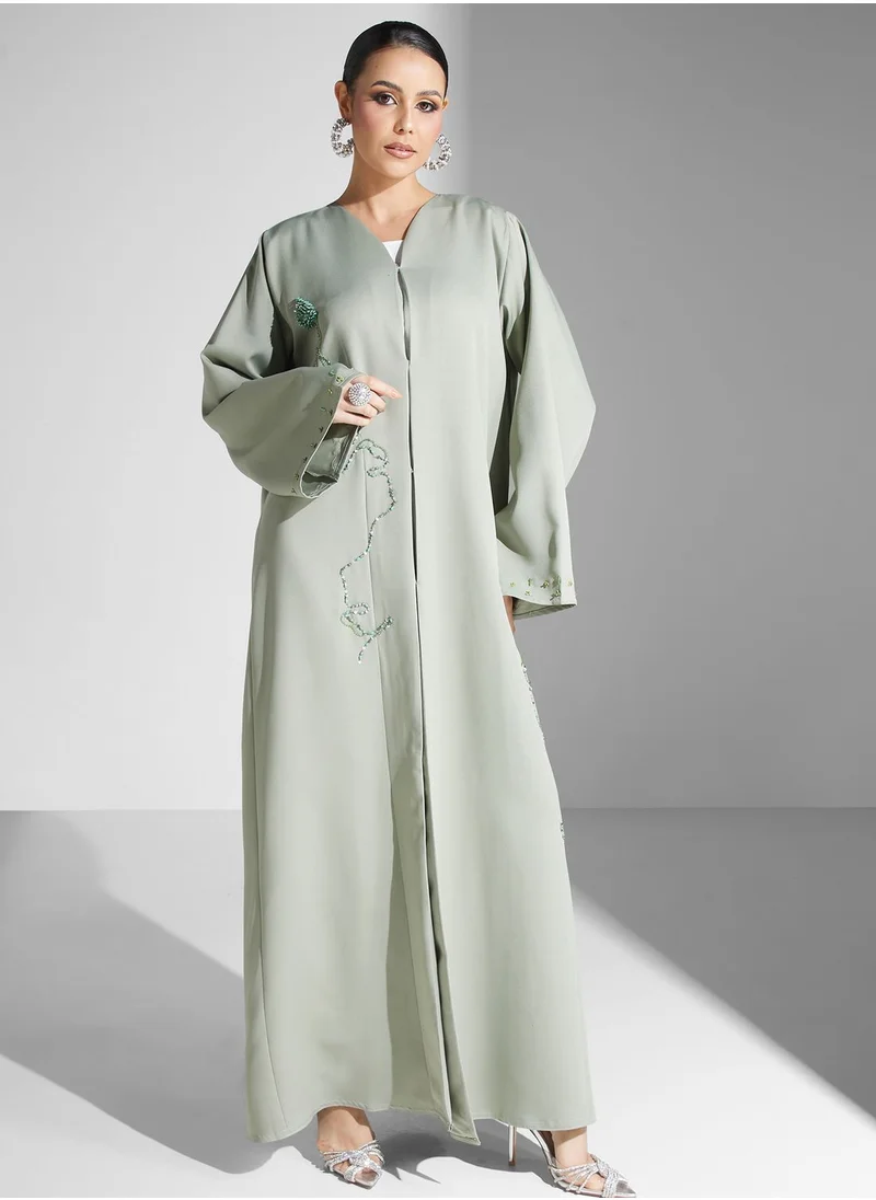 hayas closet Embellished Button Detail Abaya