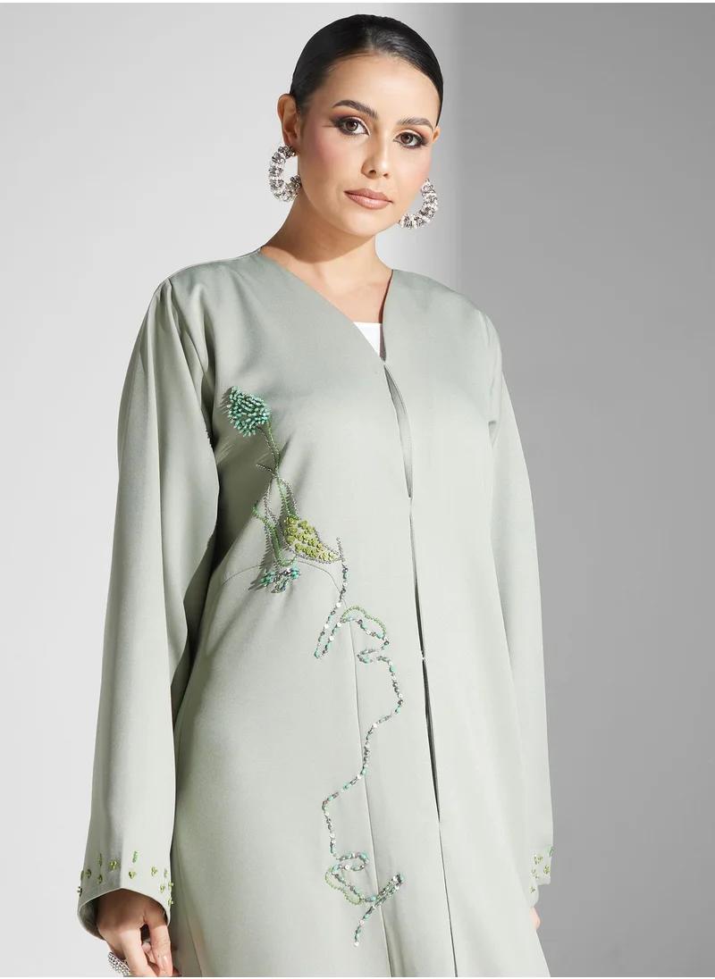 hayas closet Embellished Button Detail Abaya