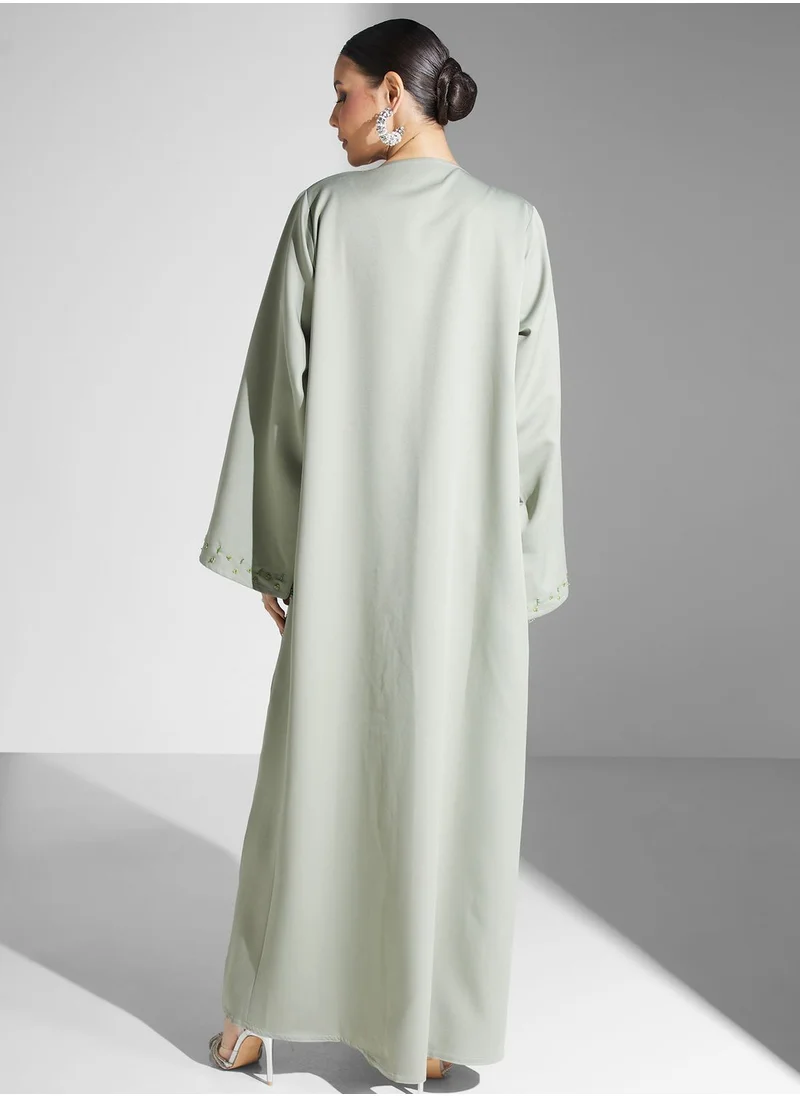 hayas closet Embellished Button Detail Abaya