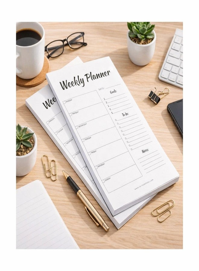 COI Weekly Goal Planner Notepad Set of 2 – 5.5 × 8.5 in Undated To Do List Writing Pad, 50 Tear-Off Sheets per Pad, 70 GSM Bleed-Resistant Paper, Productivity Desk Memo Pad for Home Office & Task Management - Image 1