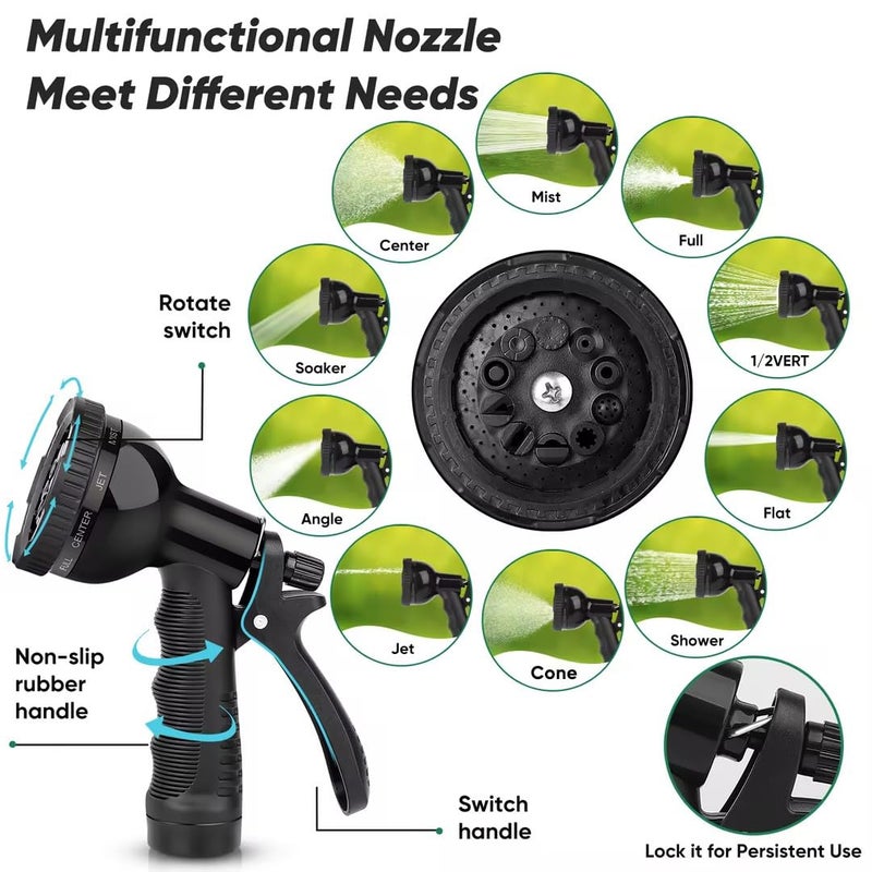 Kebose Garden Hose 50ft, Heavy Duty Stainless Steel Water Hose with 10 Functional Nozzles, No Kink, Lightweight and Flexible, Easy to Use and Store, Strong and Sturdy, Suitable for Yard and Lawn - Image 3